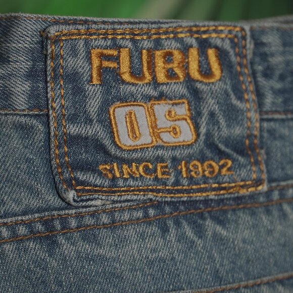 VINTAGE 90's FUBU JEANS Embroidered MENS 1990's FUBU CLASSIC PANTS BAGGY - Picture 5 of 16